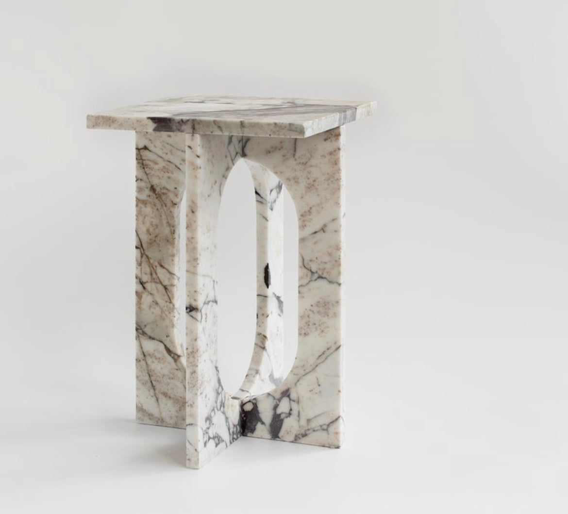 Calacatta Viola Marble Contemporary Side Table