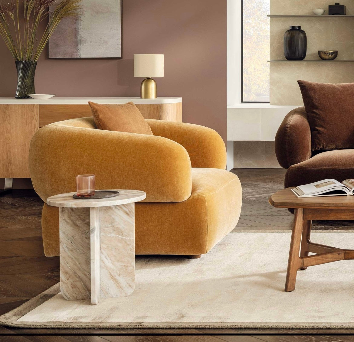 Round Top Marble Side Table