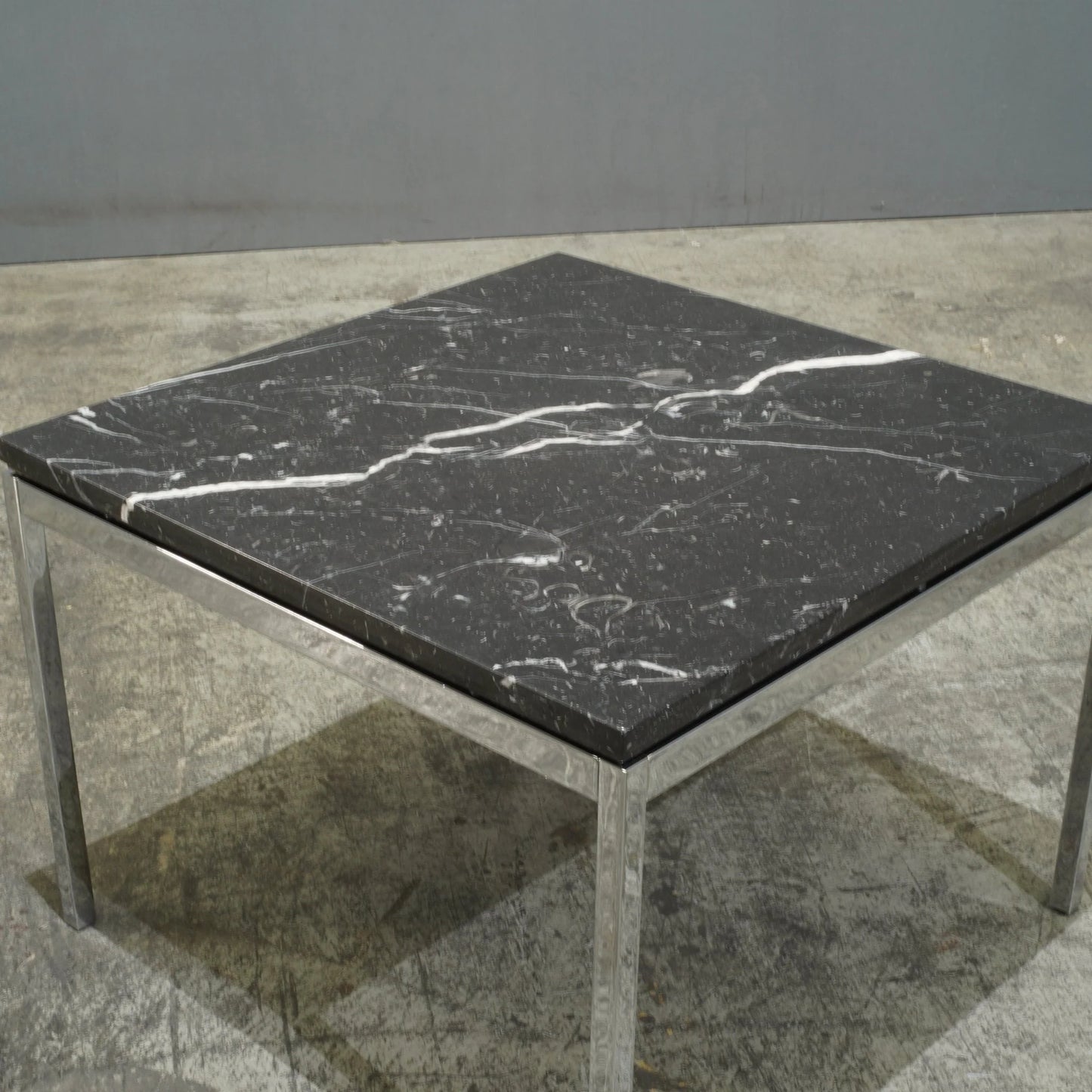 KNOLL STYLE BLACK MARBLE SQUARE COFFEE TABLE