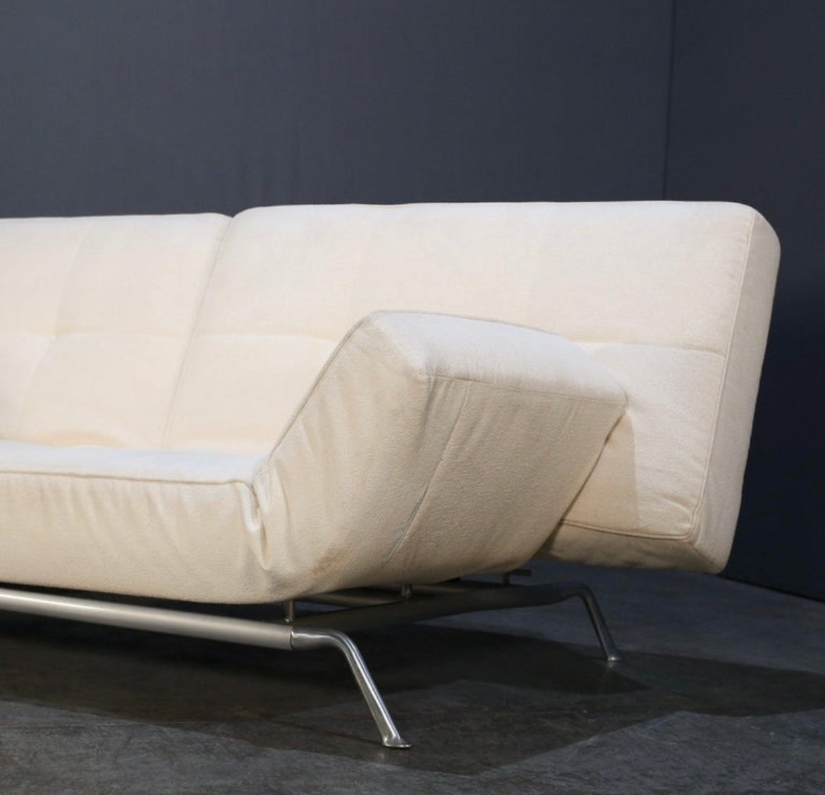 Ligne Roset Cream Leather Smala Sofa" by Pascal Mourgue