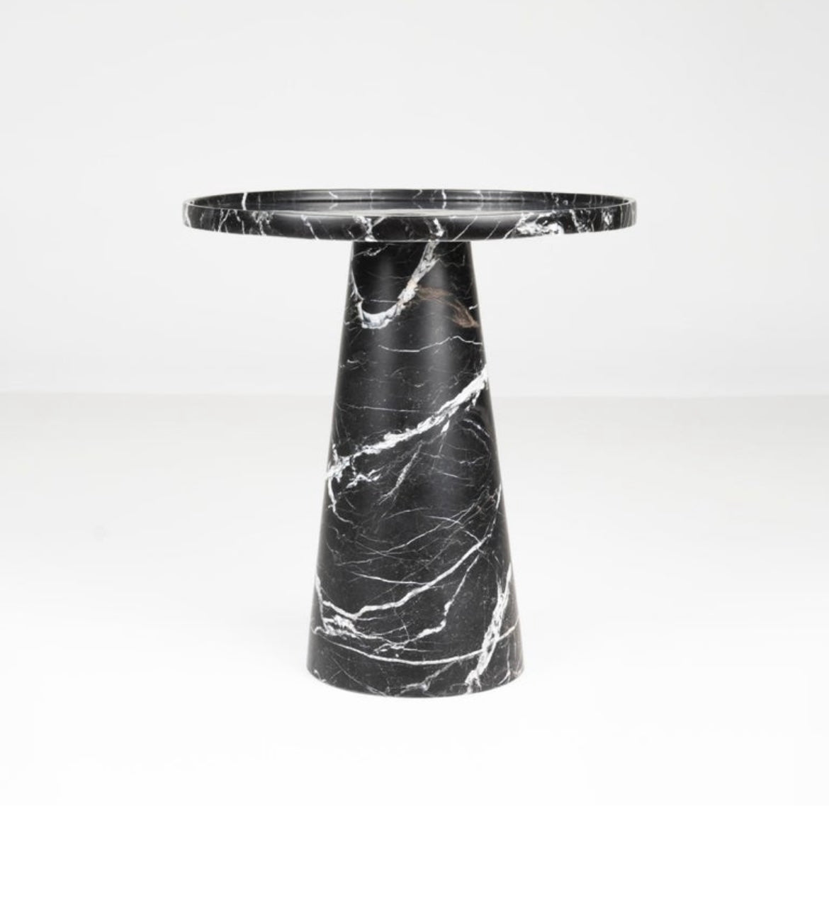 Black Marble Pedestal Cone Side Table