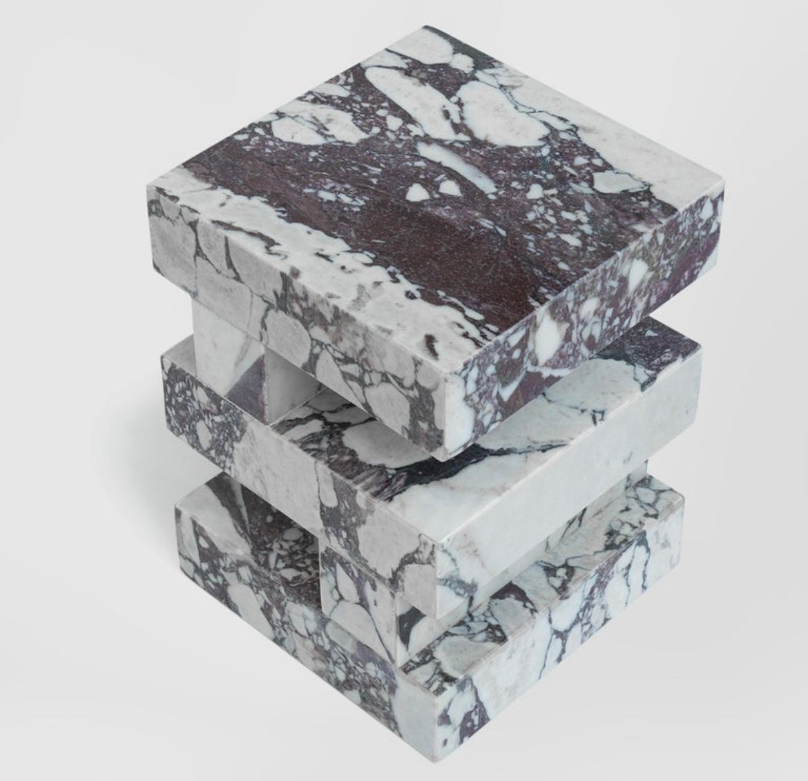 Calacatta Viola Marble Cubed Side Bedside Table