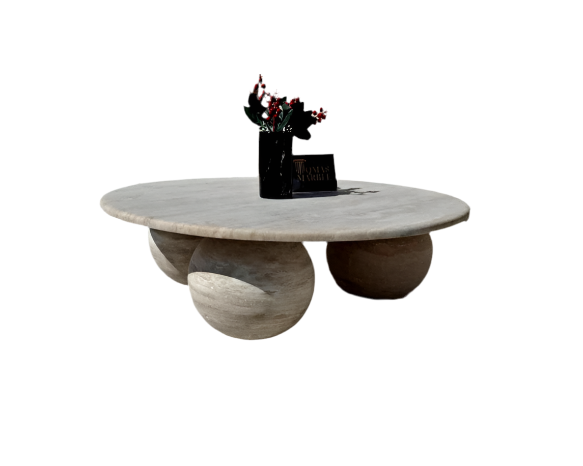 Soho Travertine Round Stone Coffee Table
