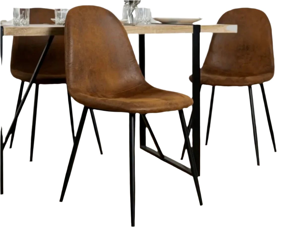 Set of 4 Brown Scandinavian Vintage Dining Room Chair