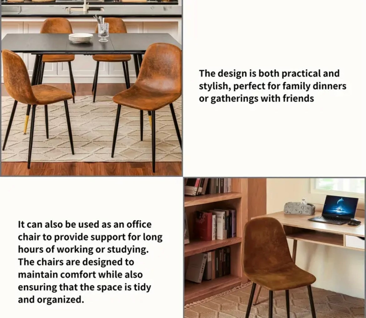 Set of 4 Brown Scandinavian Vintage Dining Room Chair