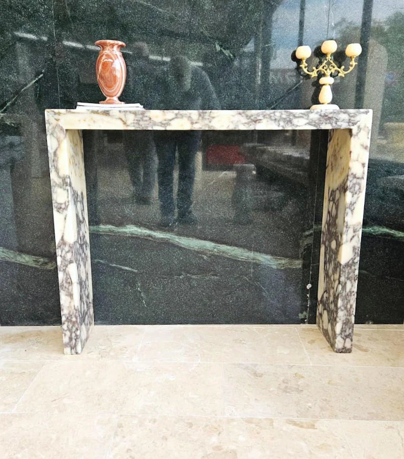 Natural Calacatta Viola Marble Console Table