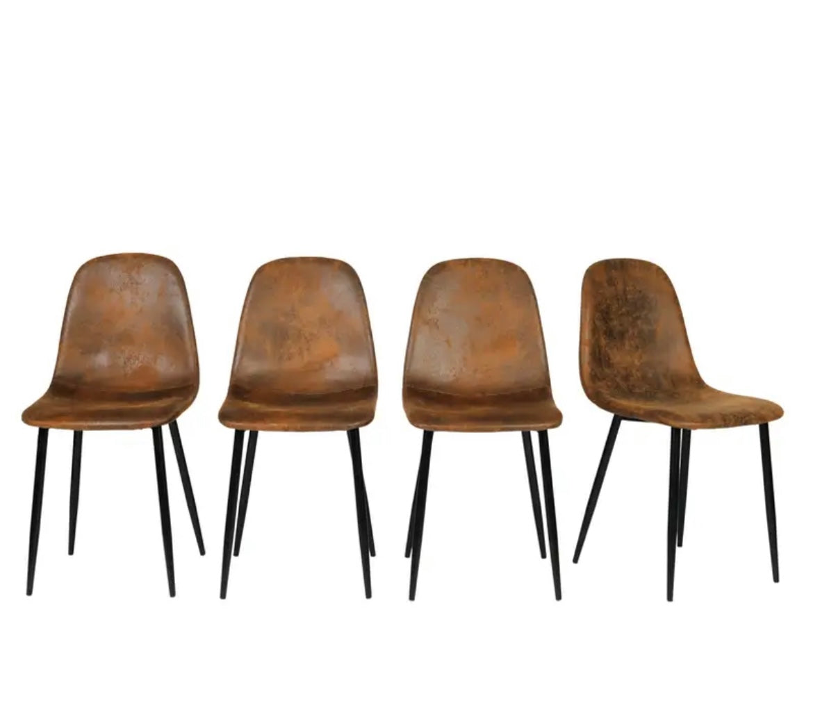 Set of 4 Brown Scandinavian Vintage Dining Room Chair