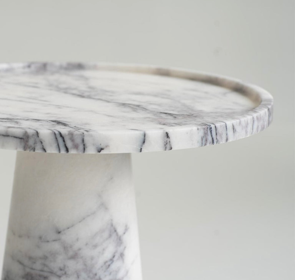 Calacatta Viola Marble Pedestal Cone Side Table