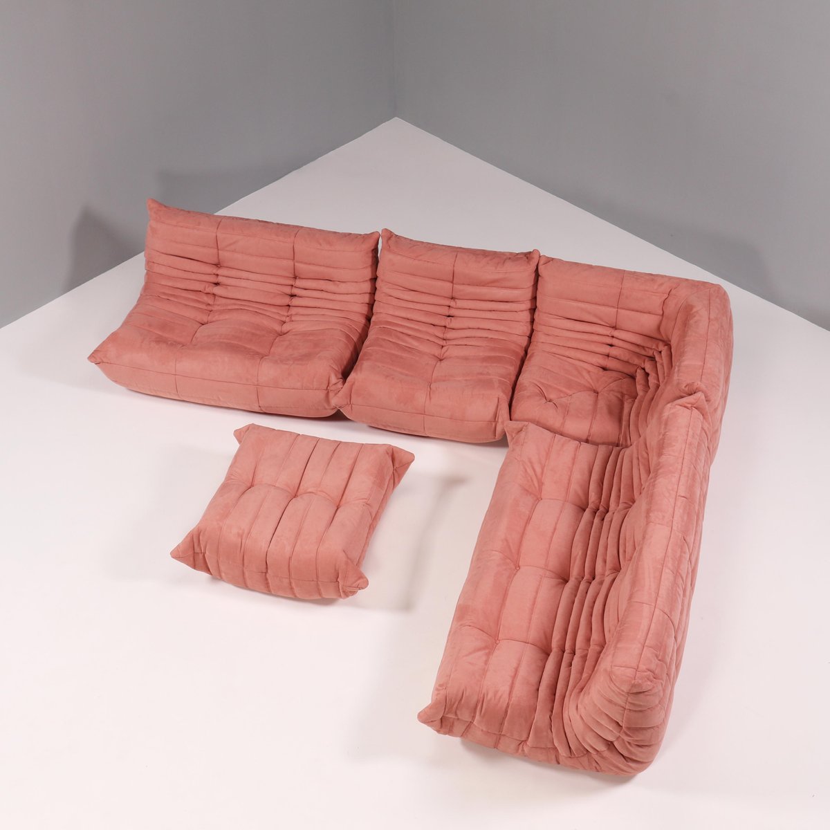 Pink Modular Togo Sofa and Footstool by Michel Ducaroy for Ligne Roset, Set of 5