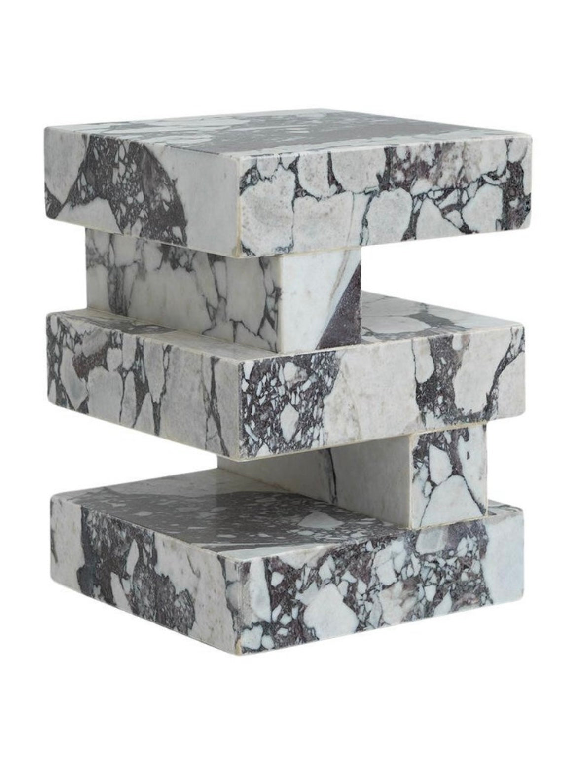 Calacatta Viola Marble Cubed Side Bedside Table