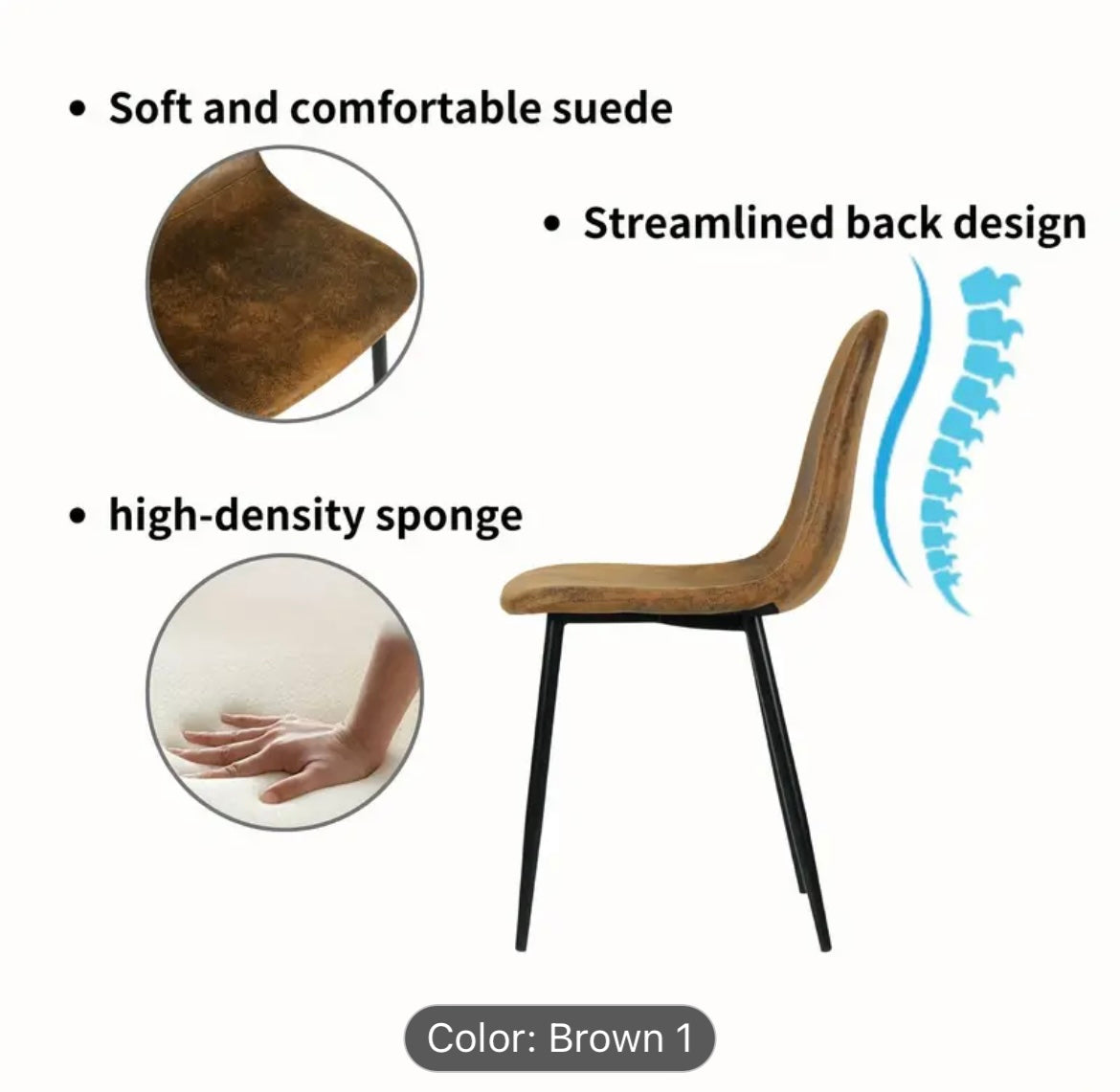 Set of 4 Brown Scandinavian Vintage Dining Room Chair