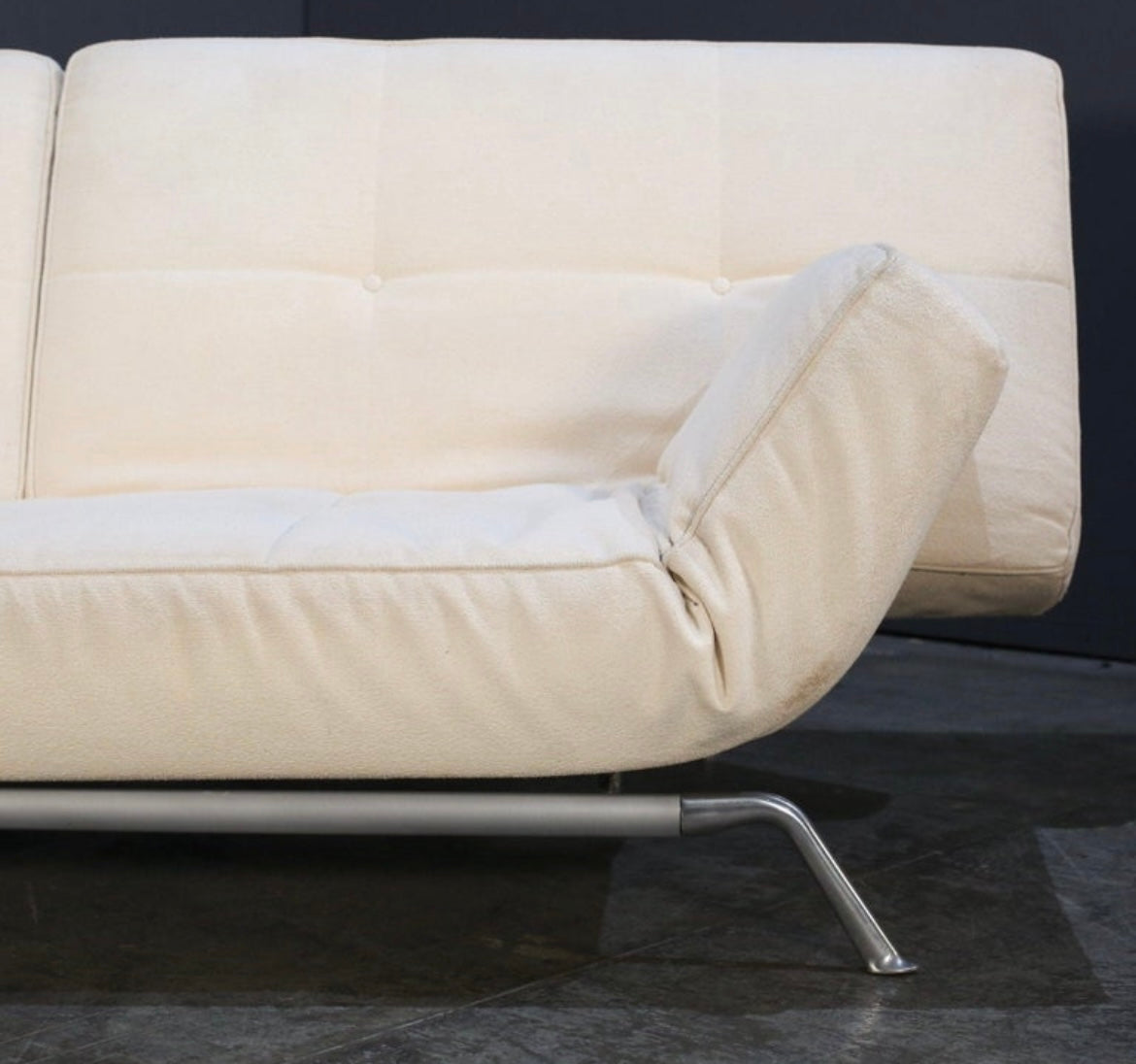Ligne Roset Cream Leather Smala Sofa" by Pascal Mourgue