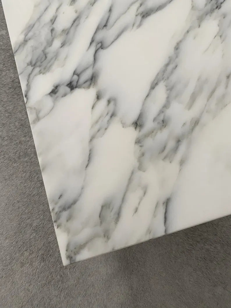 Handcrafted Carrara Marble Modern Rectangle Stone Coffee Table