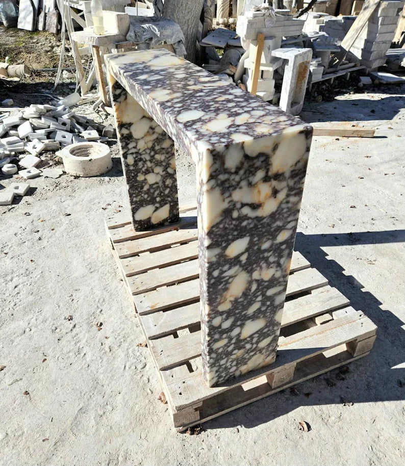 Natural Calacatta Viola Marble Console Table