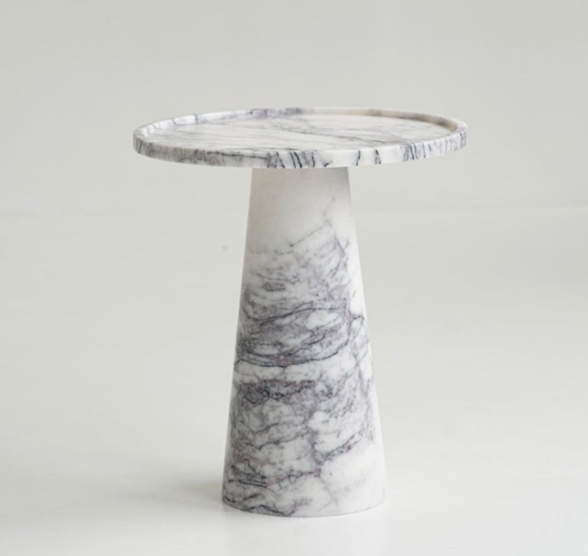 Calacatta Viola Marble Pedestal Cone Side Table