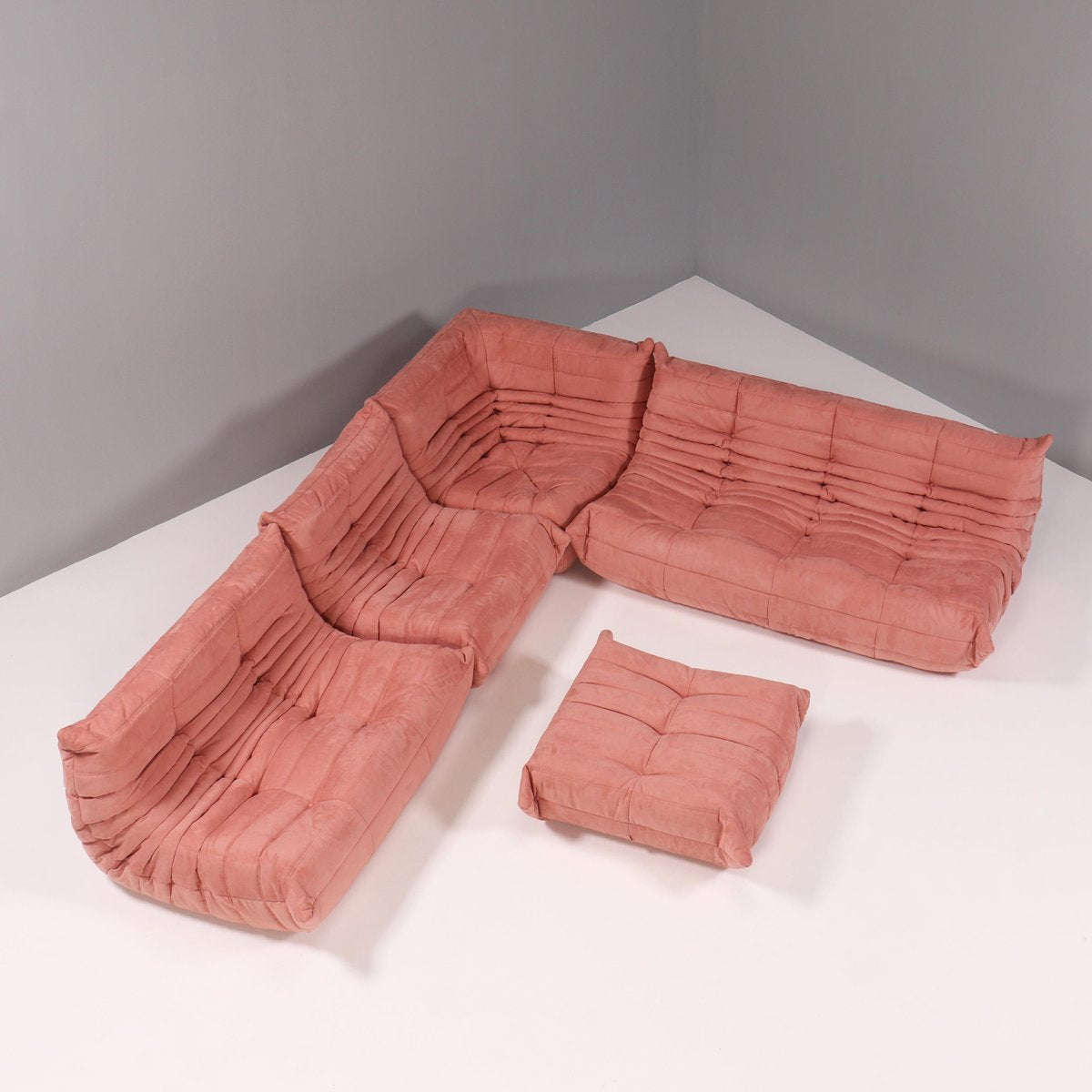 Pink Modular Togo Sofa and Footstool by Michel Ducaroy for Ligne Roset, Set of 5