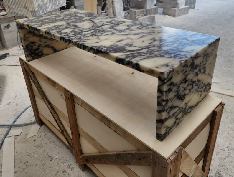 Calacatta Viola Marble, Coffee Table, Marble Coffee Table, Handmade Coffee Table from Real Marble