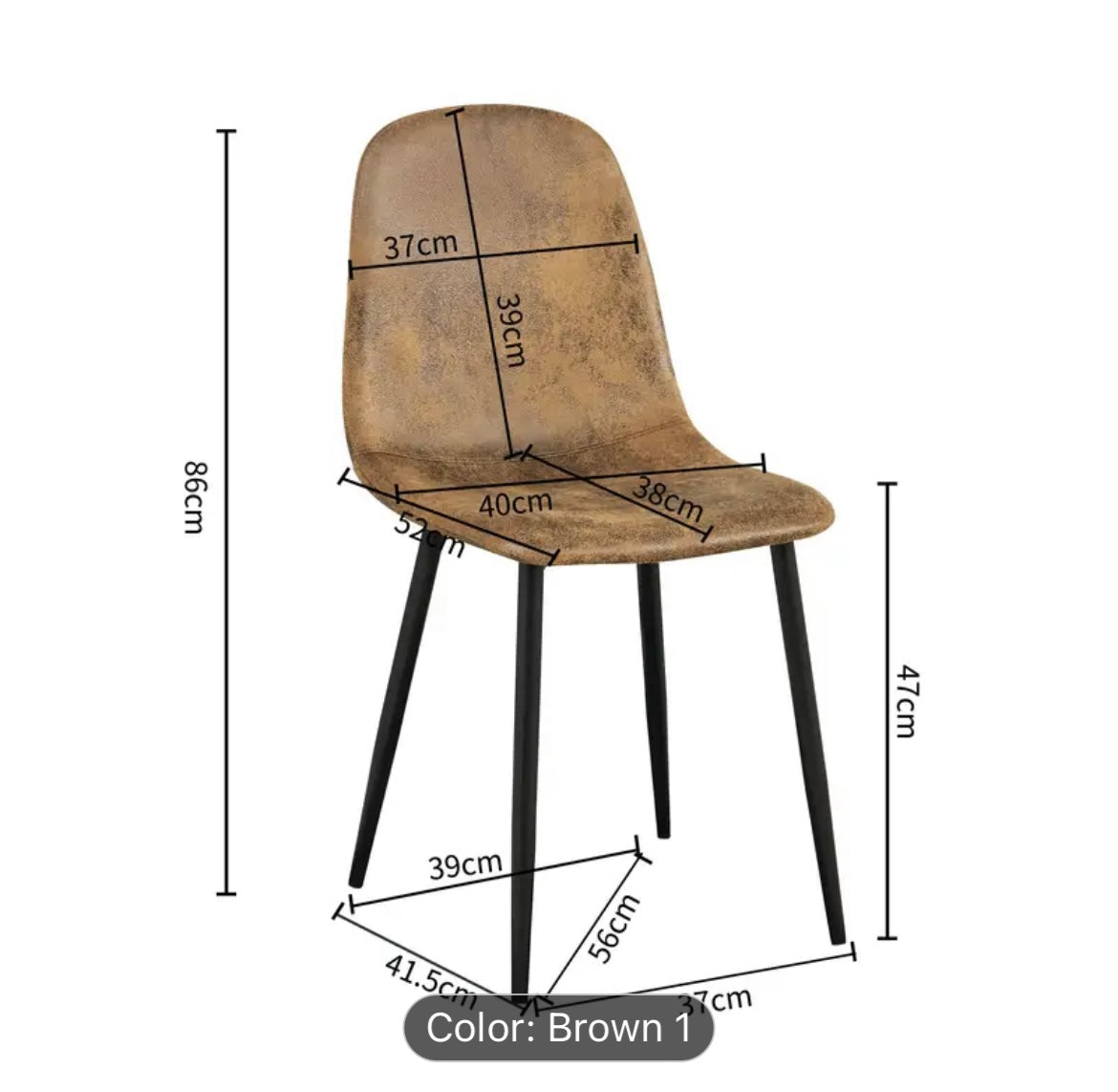 Set of 4 Brown Scandinavian Vintage Dining Room Chair