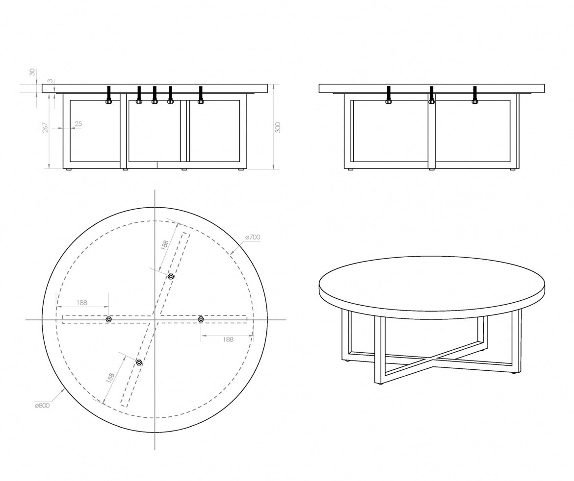 GREY MARBLE ROUND COFFEE TABLE WITH BLACK LEGS