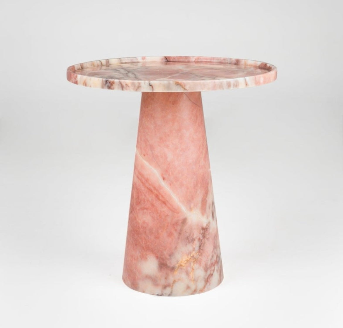 Pink Marble Pedestal Cone Side Table