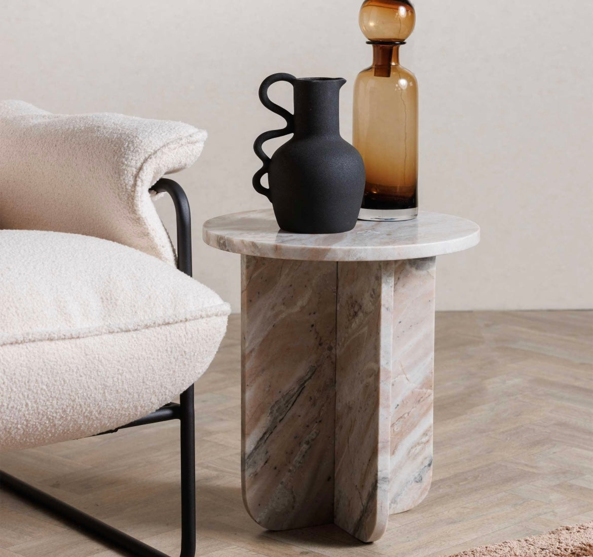 Round Top Marble Side Table