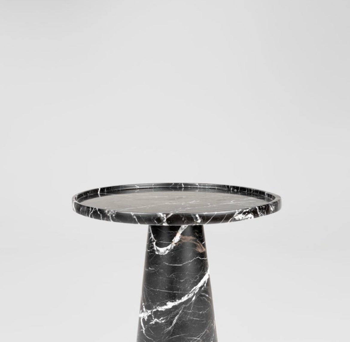 Black Marble Pedestal Cone Side Table