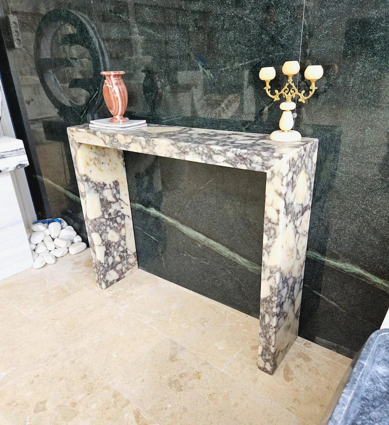Natural Calacatta Viola Marble Console Table