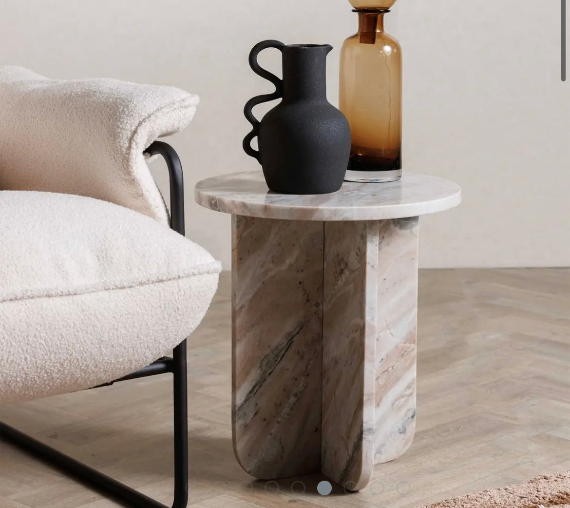 Round Top Marble Side Table