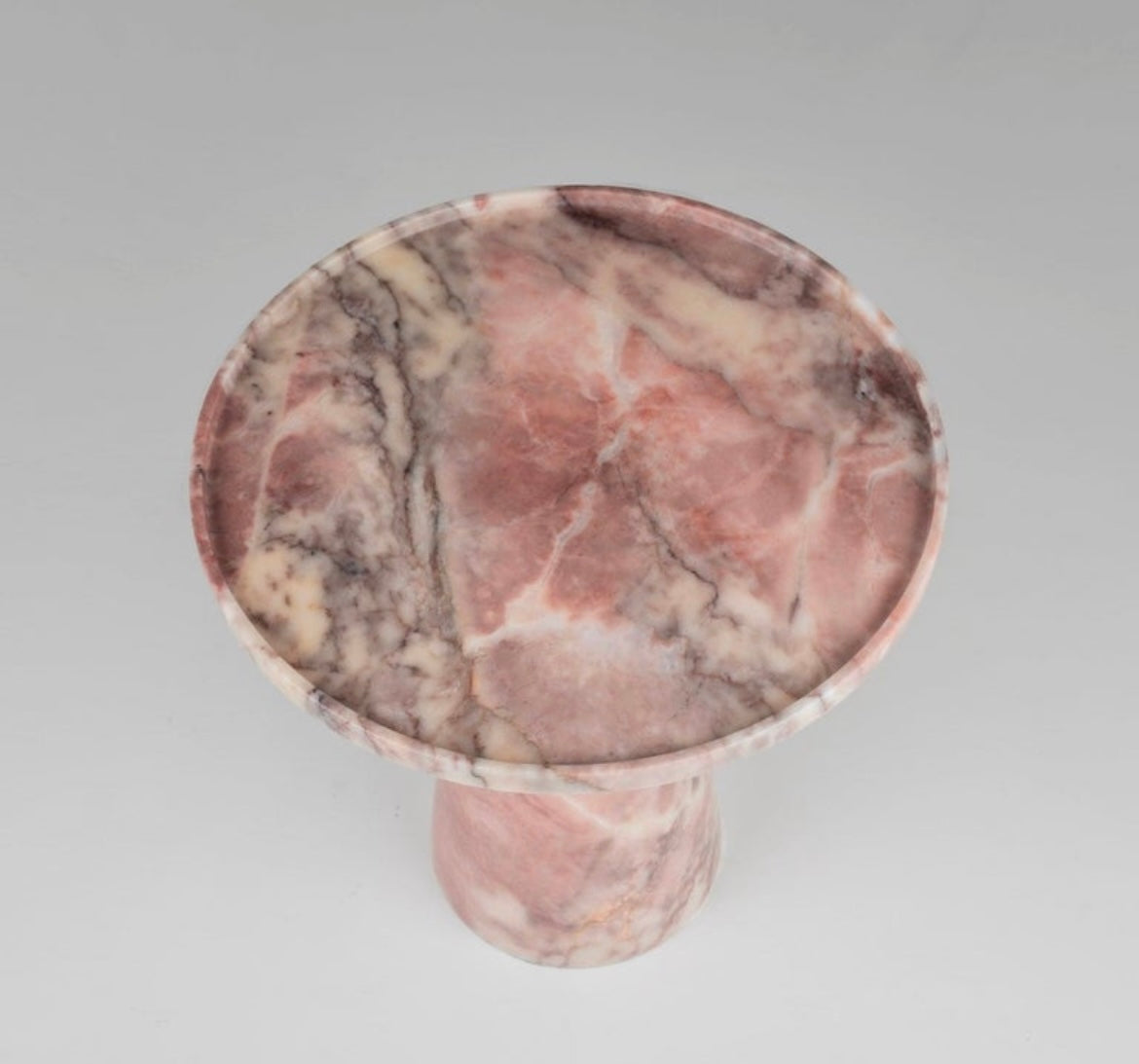 Pink Marble Pedestal Cone Side Table