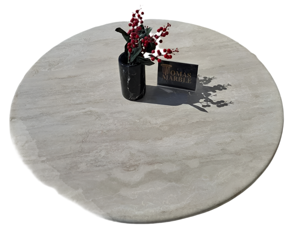 Soho Travertine Round Stone Coffee Table