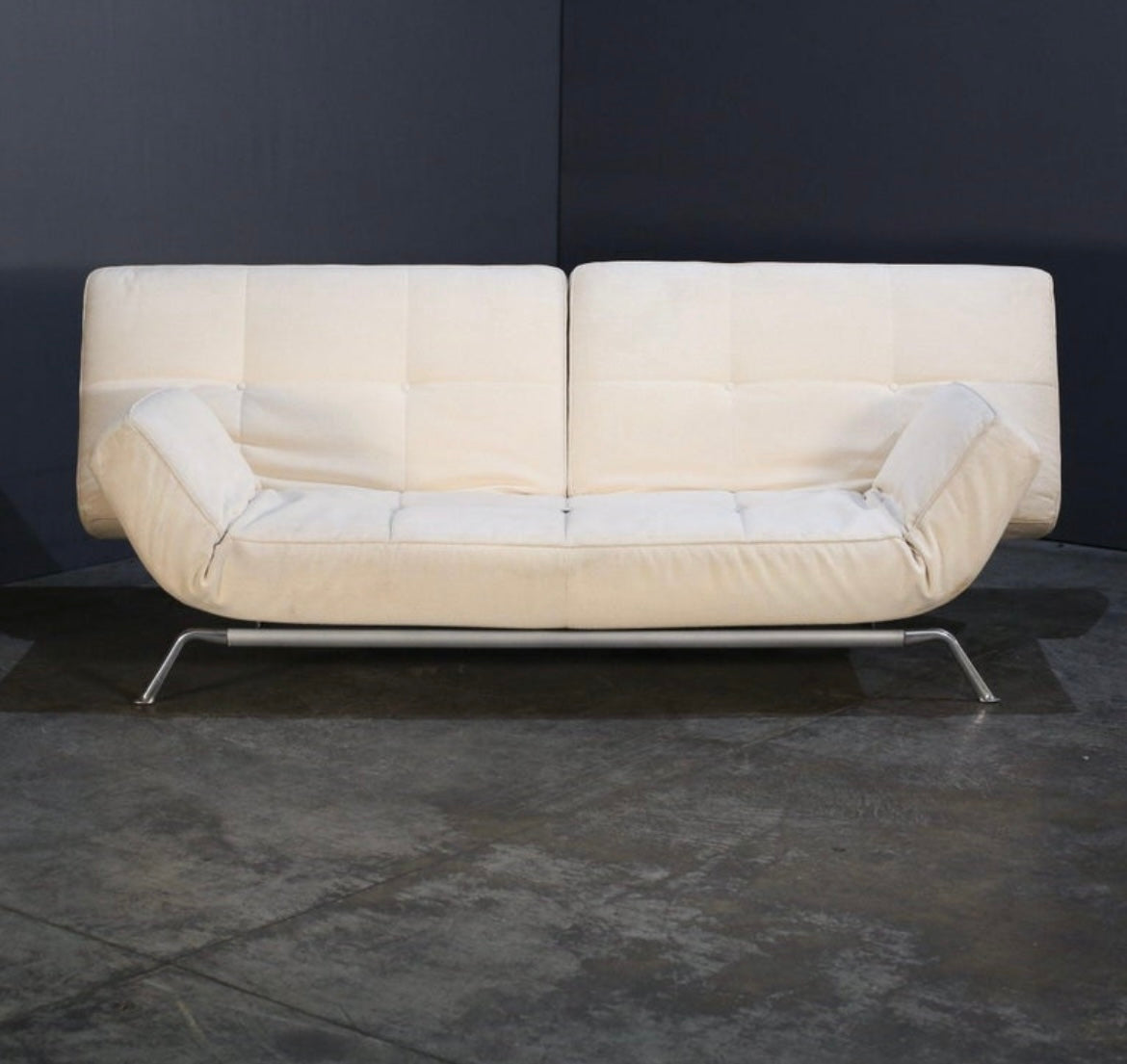 Ligne Roset Cream Leather Smala Sofa" by Pascal Mourgue