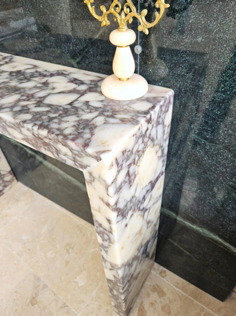 Natural Calacatta Viola Marble Console Table