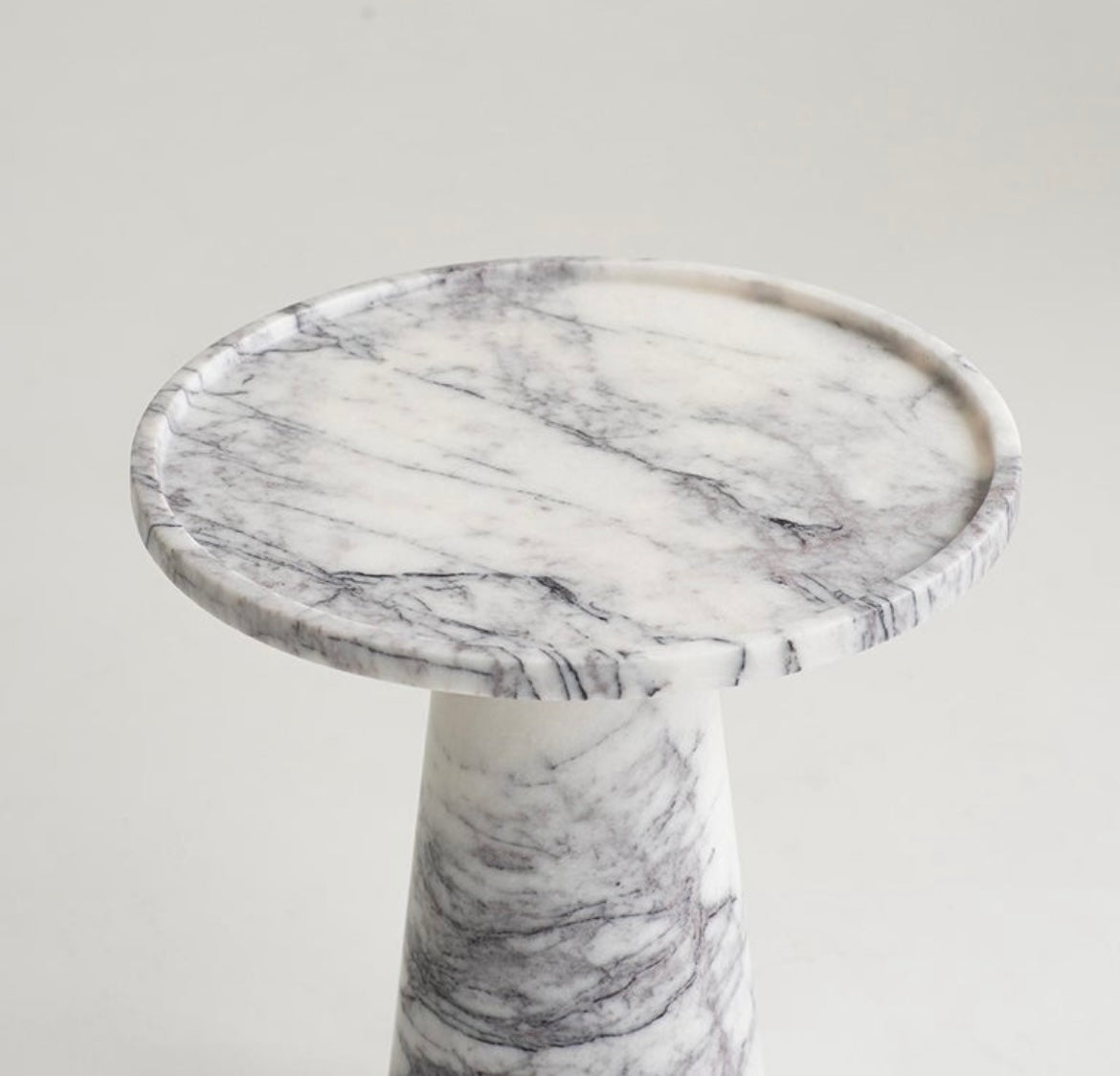 Calacatta Viola Marble Pedestal Cone Side Table