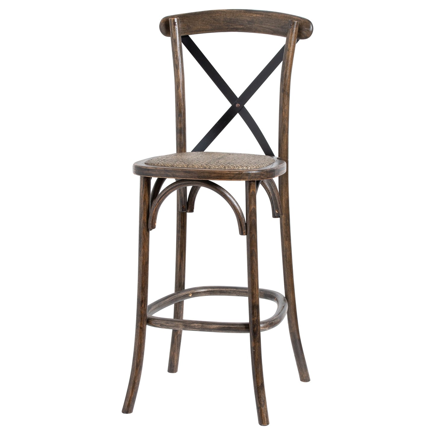 Cross Back Oak Bar Stool