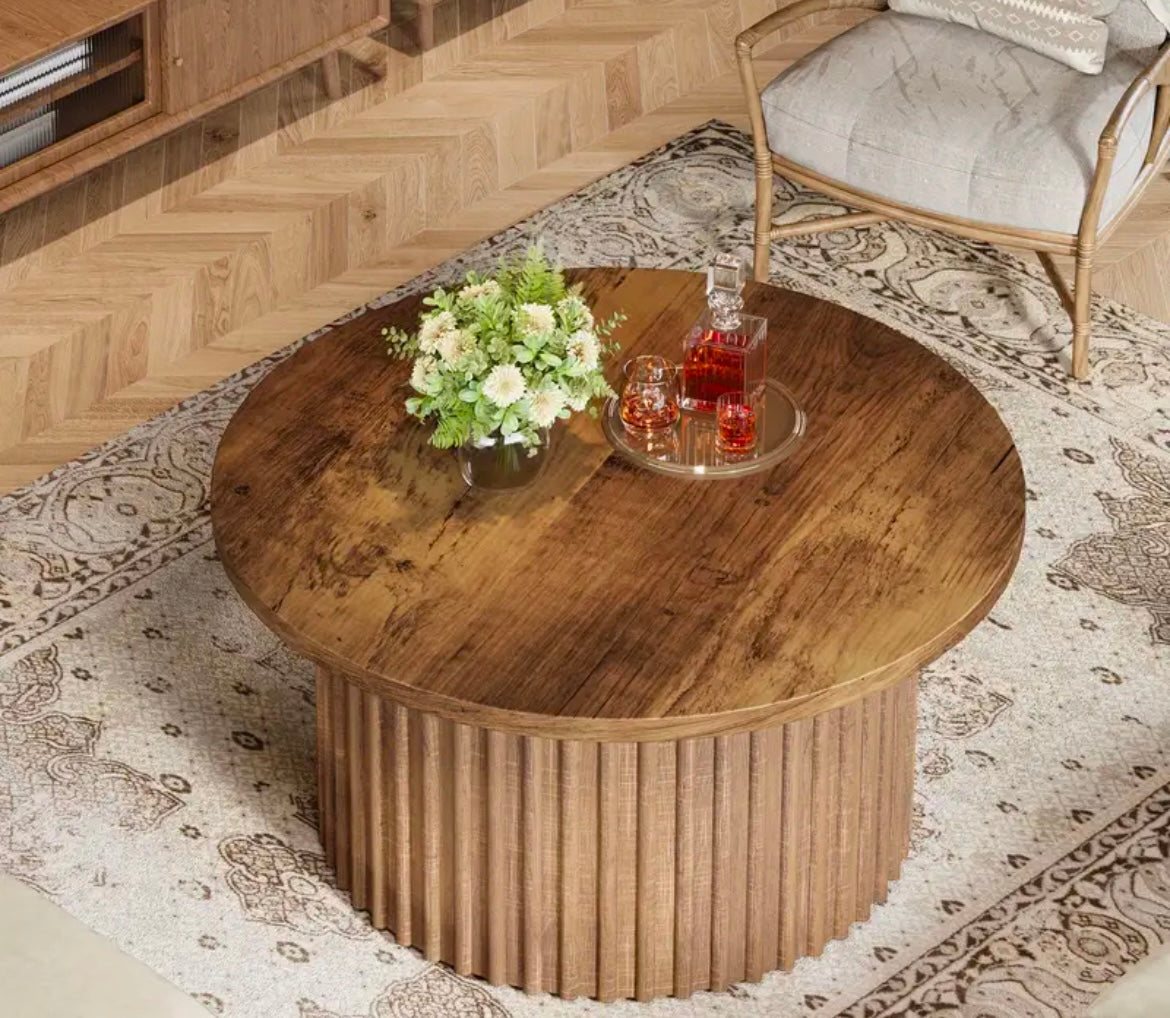 Soho Style Brown Round Barrell Coffee Table