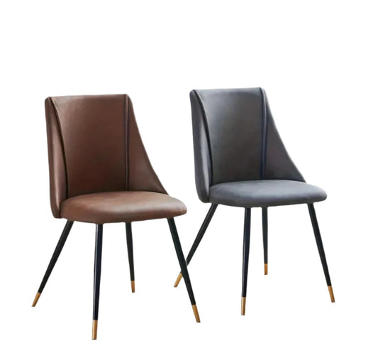 Scandinavian Dining Chair With Fabric Cover And Black Legs