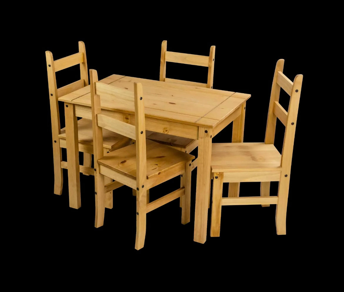 Cotswolds Basic Wood Dining Table and Set of 4 Dining Chairs