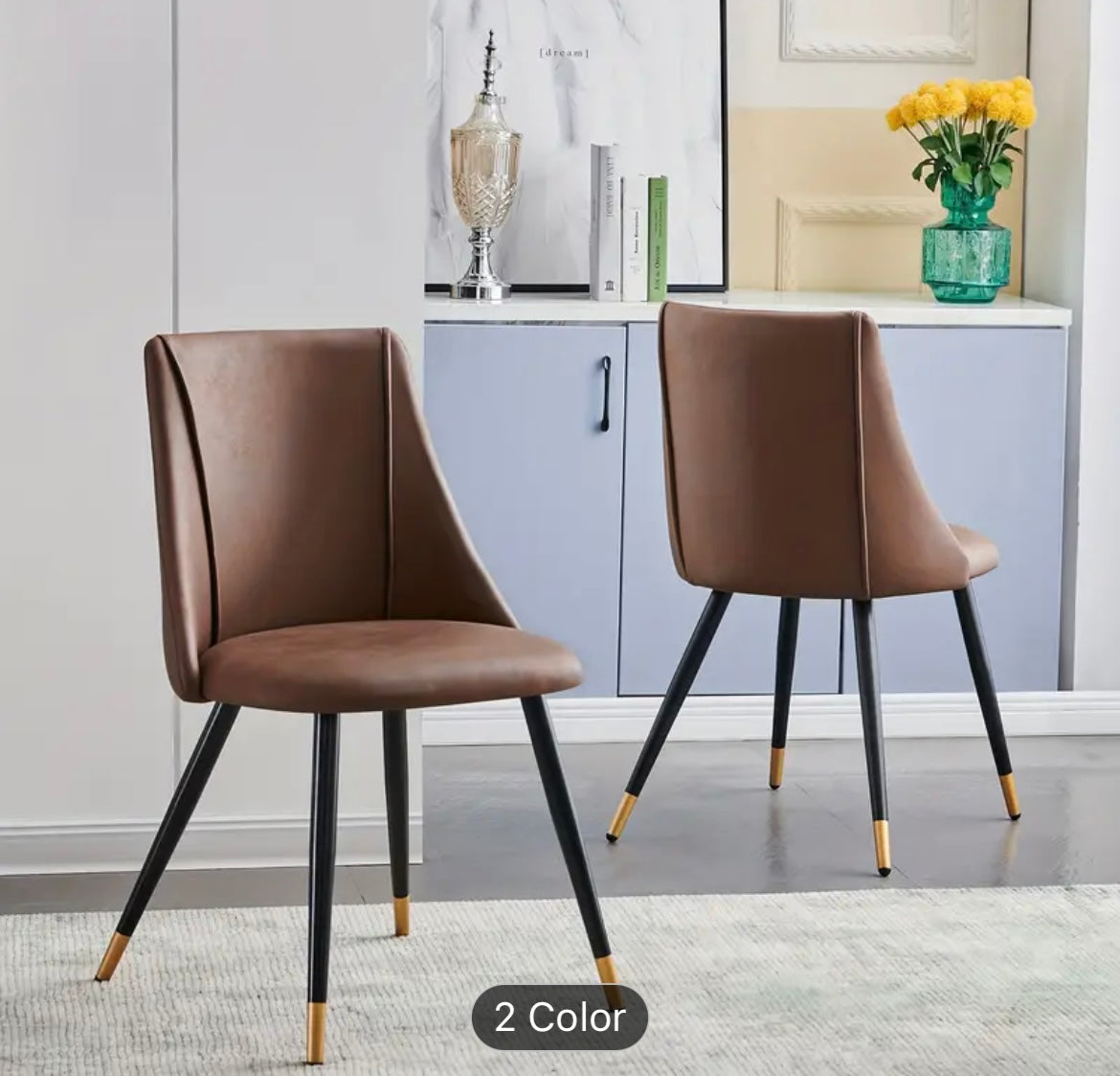 Scandinavian Dining Chair With Fabric Cover And Black Legs