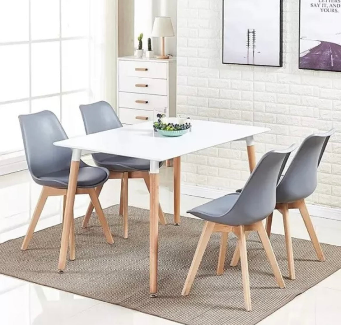 Modern Dining Table and Grey Dining Chairs Set of 4