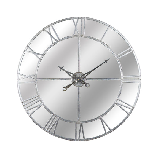 Large Silver Foil Mirrored Wall Clock