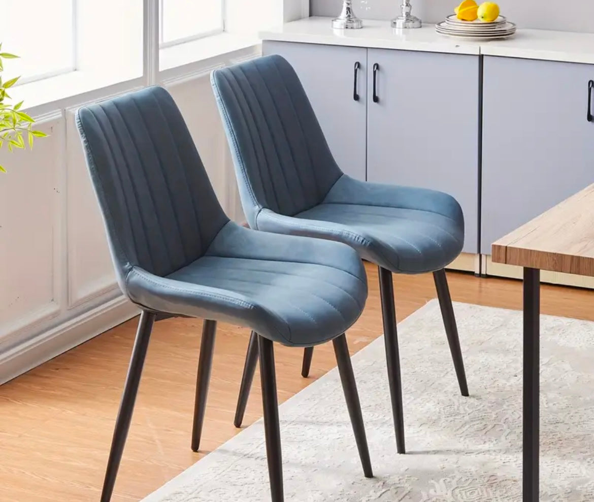 Sets of 2 Malmo Faux Leather Dining Chairs in Cream / Blue