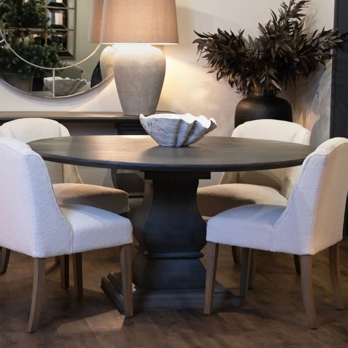 Lucia Collection Round Dining Set, x4 Compton Dining Chairs