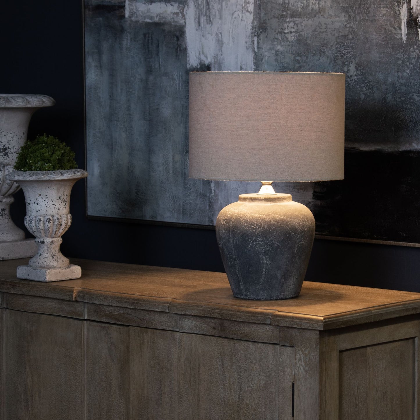 Amalfi Grey Table Lamp With Linen Shade