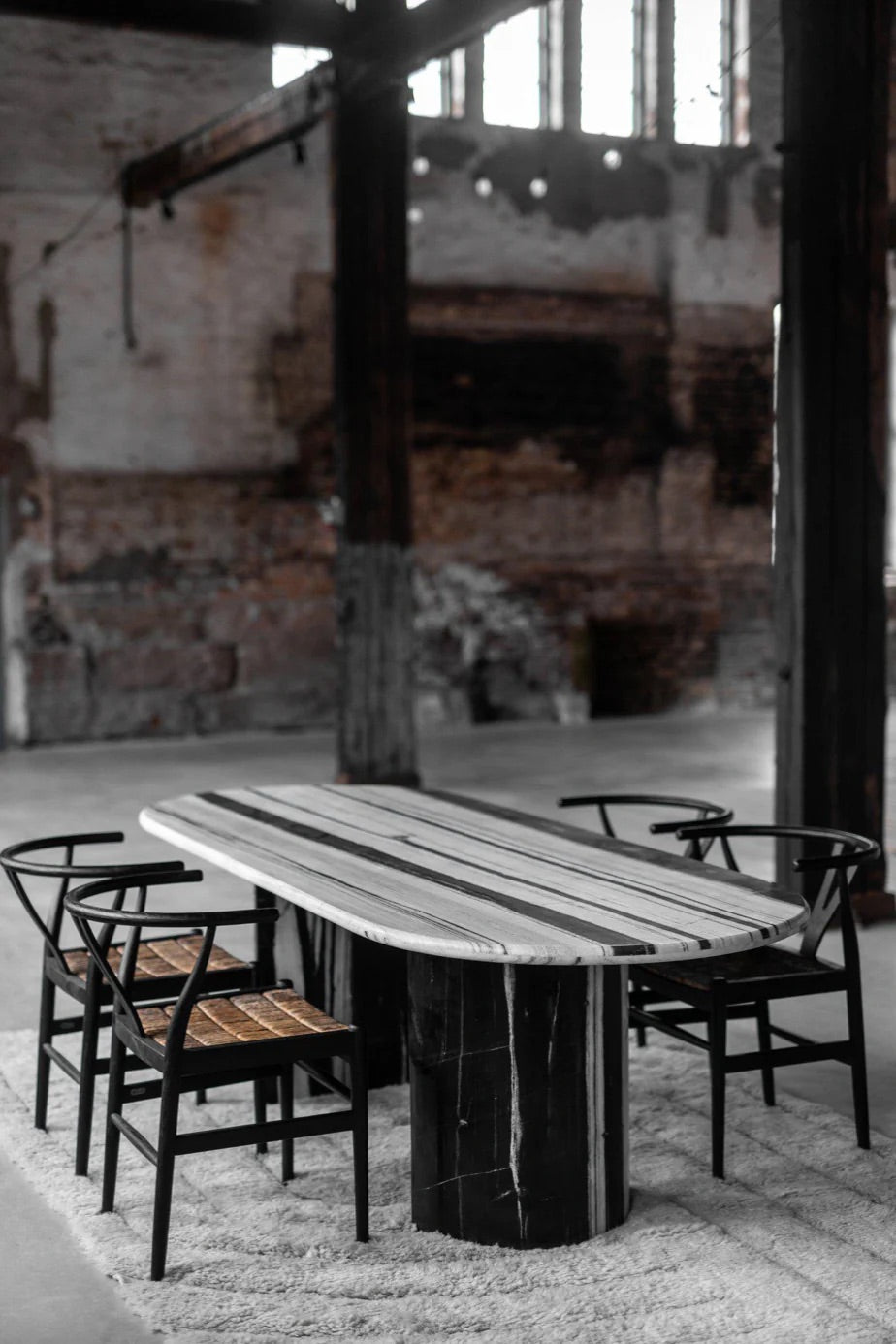 White And Black Marble Dining Table