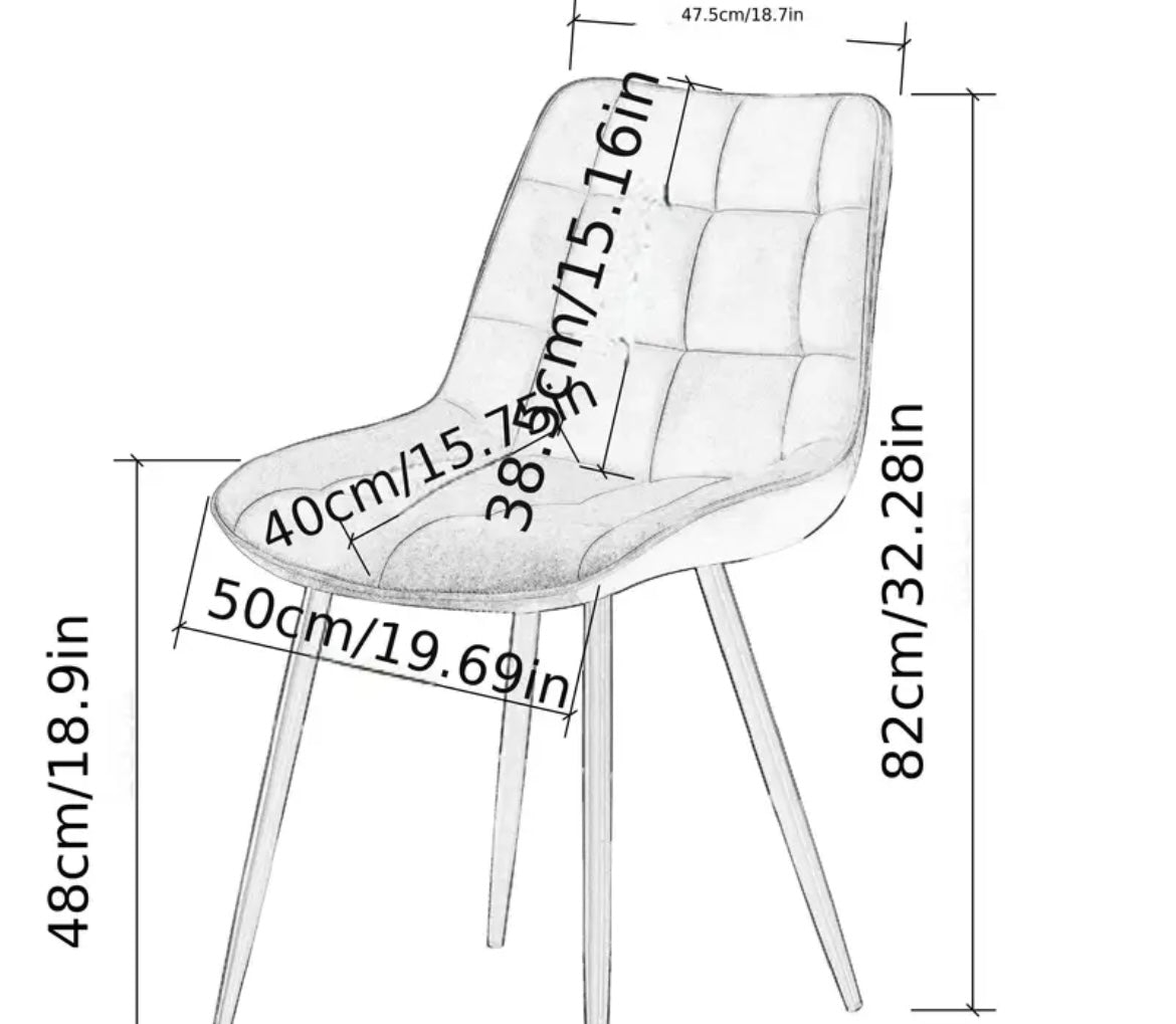 Dining Chairs Set of 4 Velvet Dining Chairs with Backrest and Padded Seat