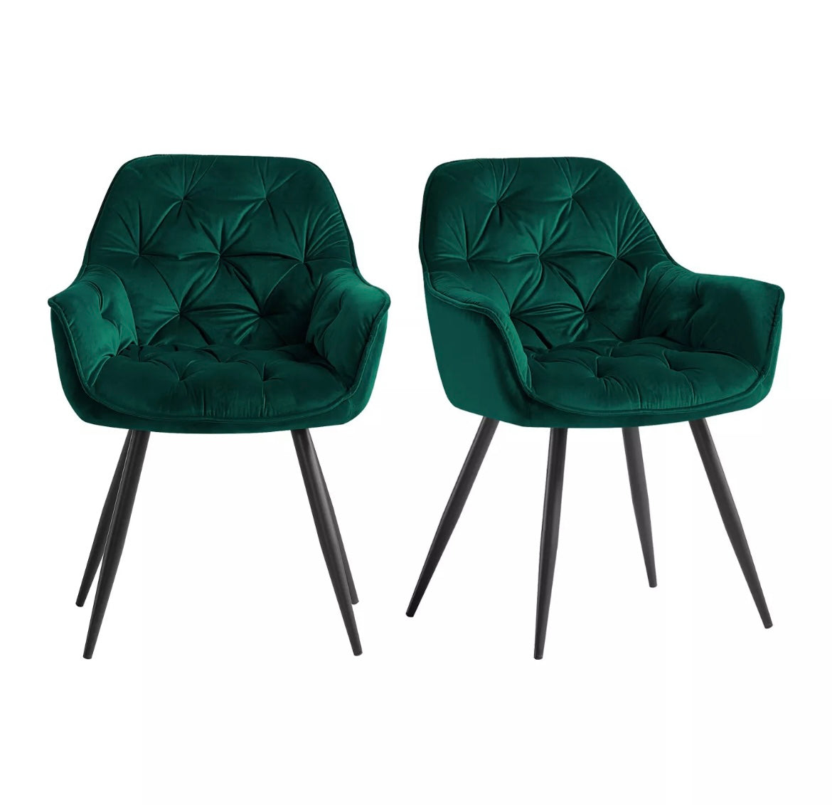 Sets of Velvet Upholstered Dining Chairs, Armchairs