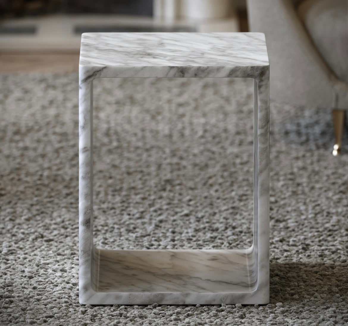 AZZURRA CARRARA MARBLE SIDE TABLE 400MM