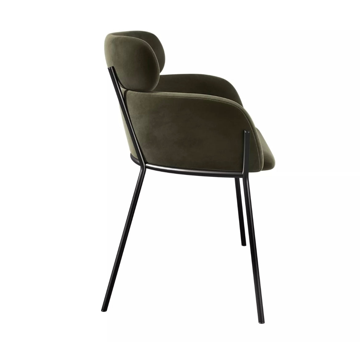 Soho Set of 2 Green Velvet Curved Dining chairs