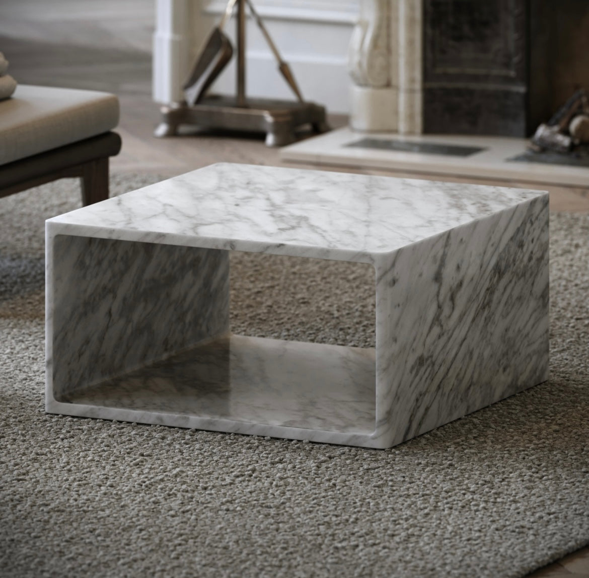 AZZURRA CARRARA MARBLE COFFEE TABLE 800MM