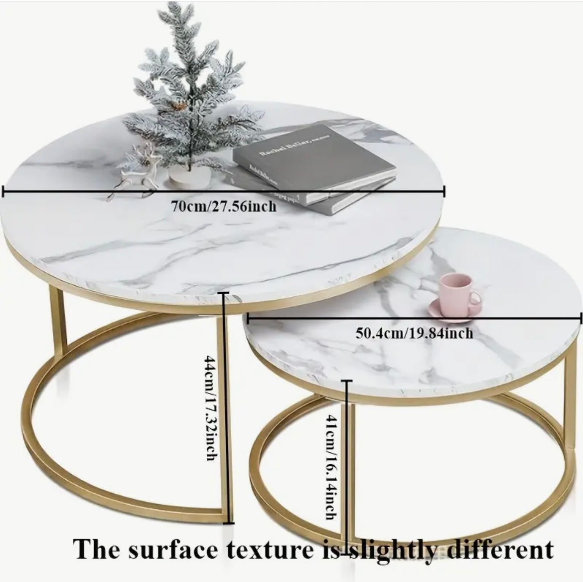 Cotswolds Marble Nesting Style Two-Piece Living Room Coffee Table Set